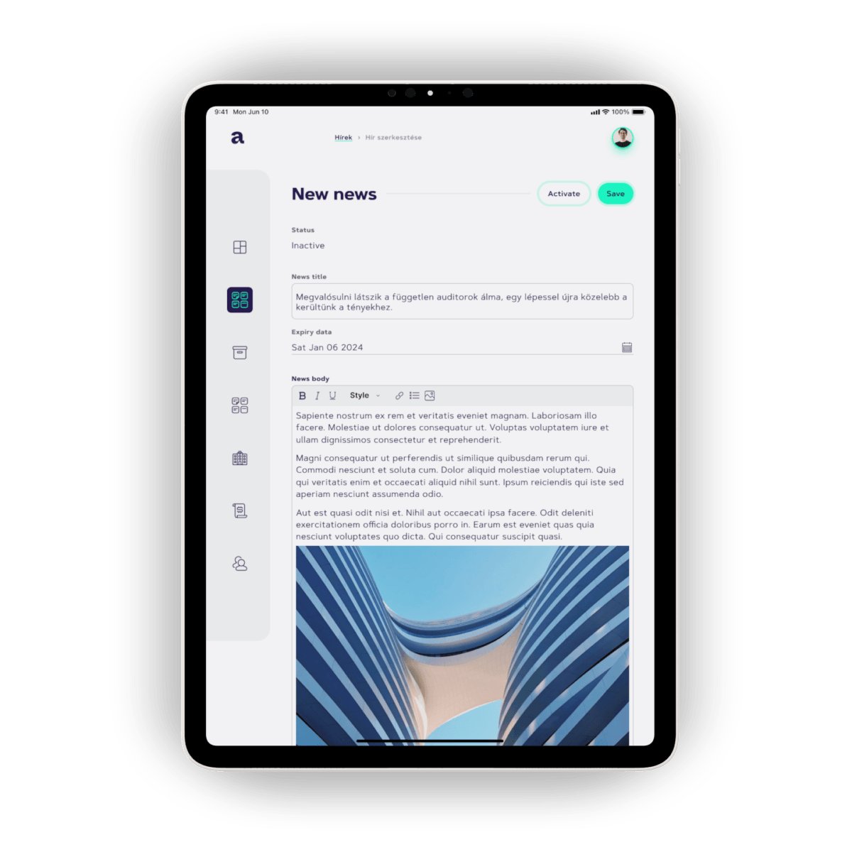 tablet with Assessin screen 1