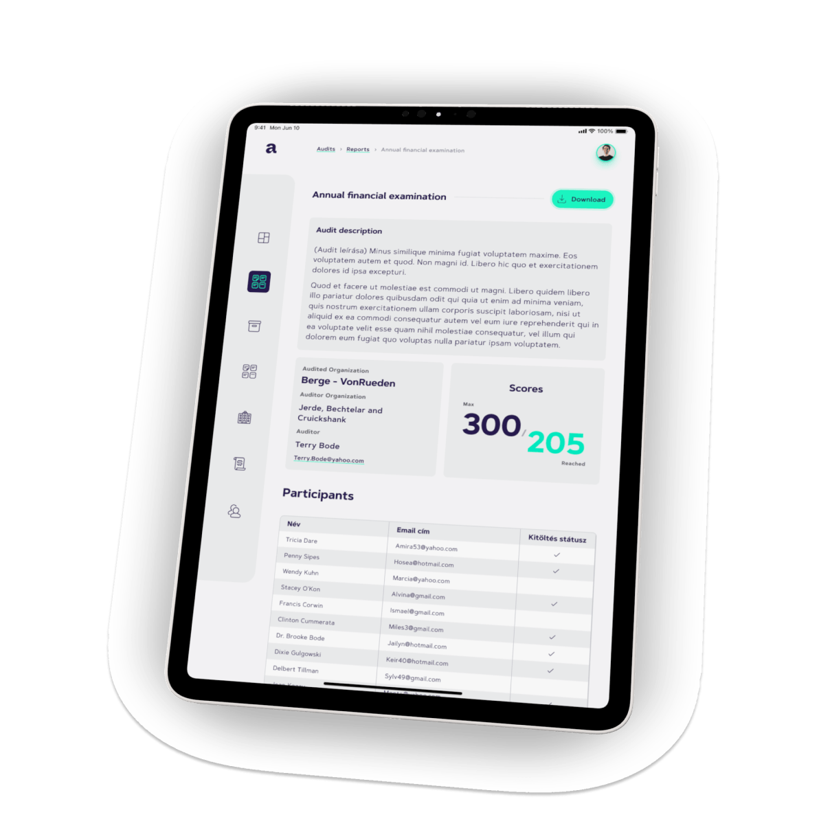 tablet with Assessin screen 2