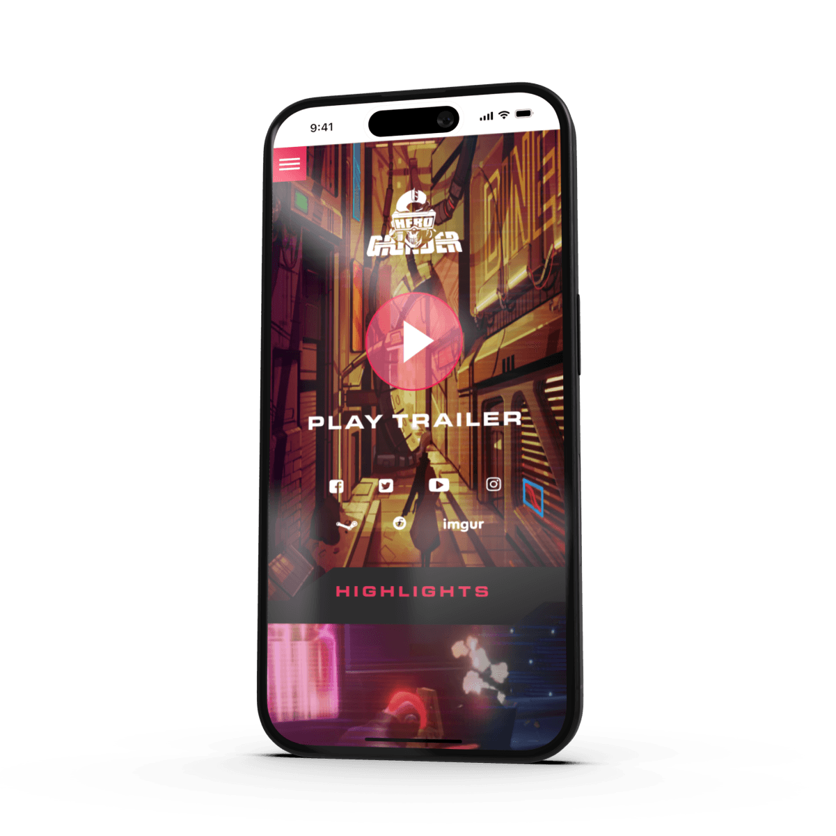 mobile with Herogrinder screen