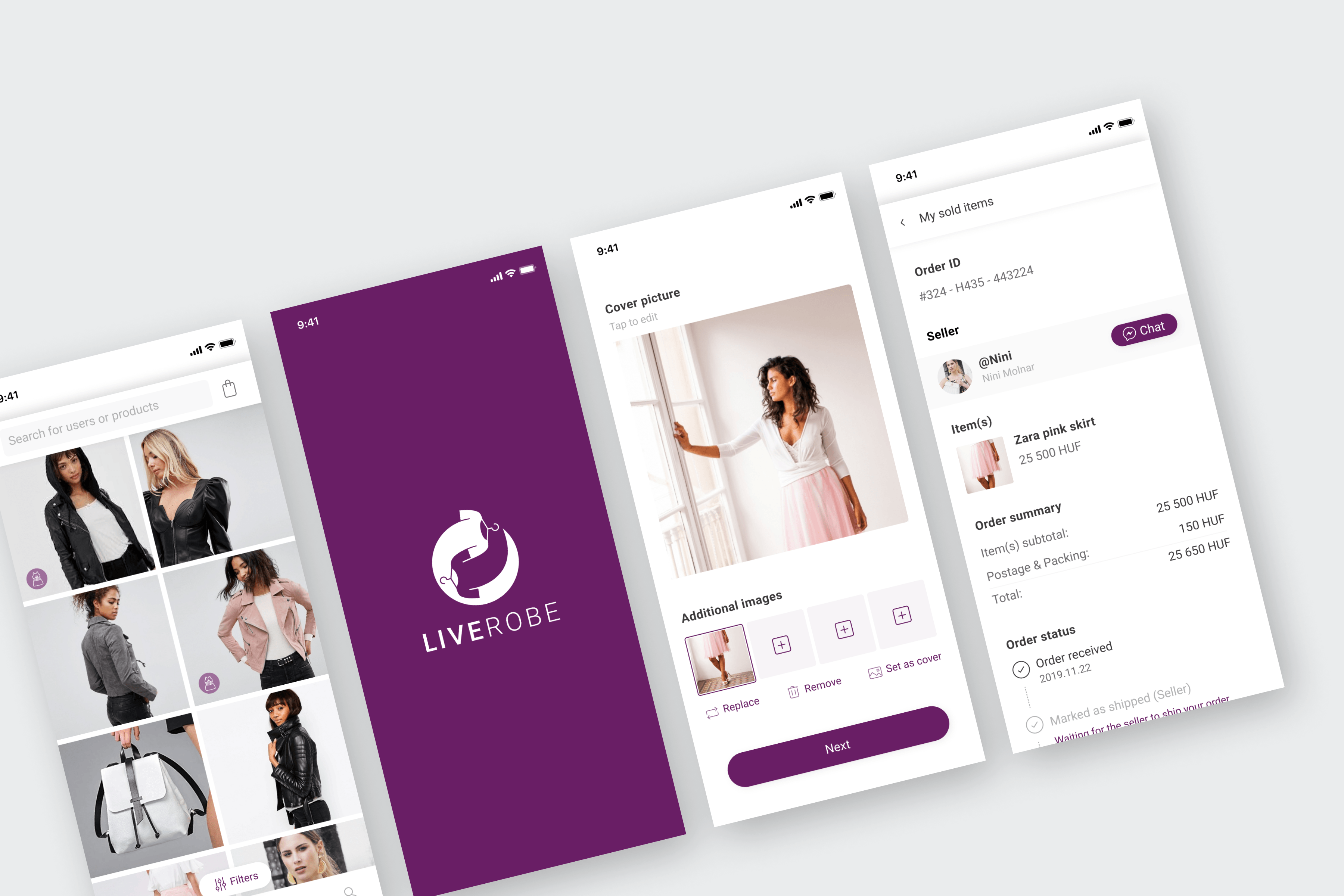 multiple screens with LiveRobe screenshots