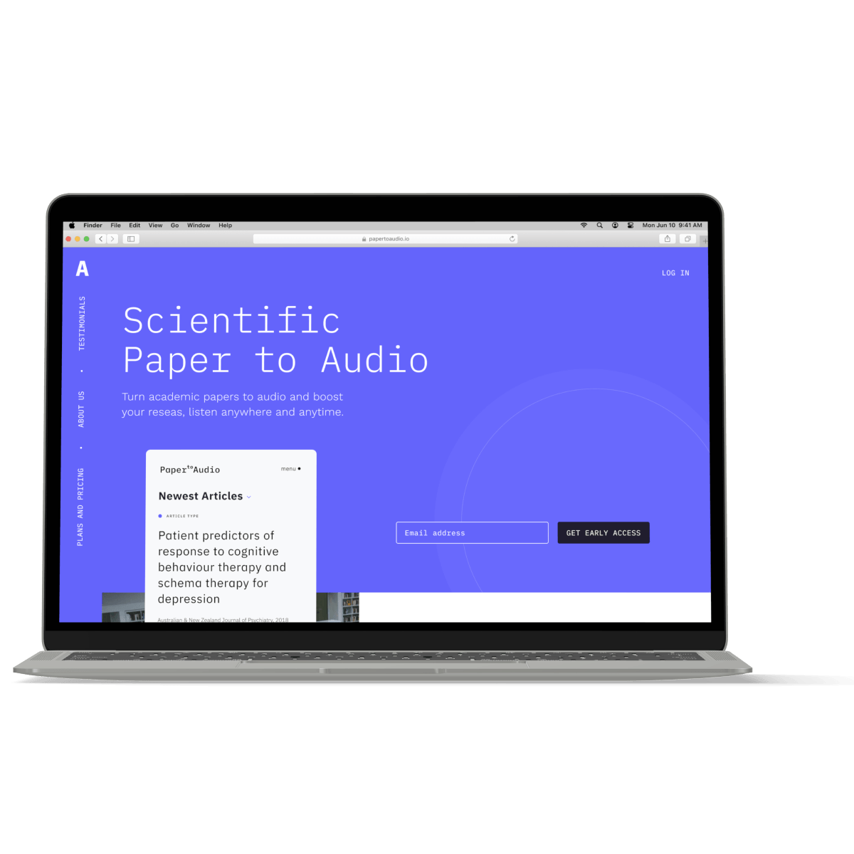 laptop with Paper to audio screen 1