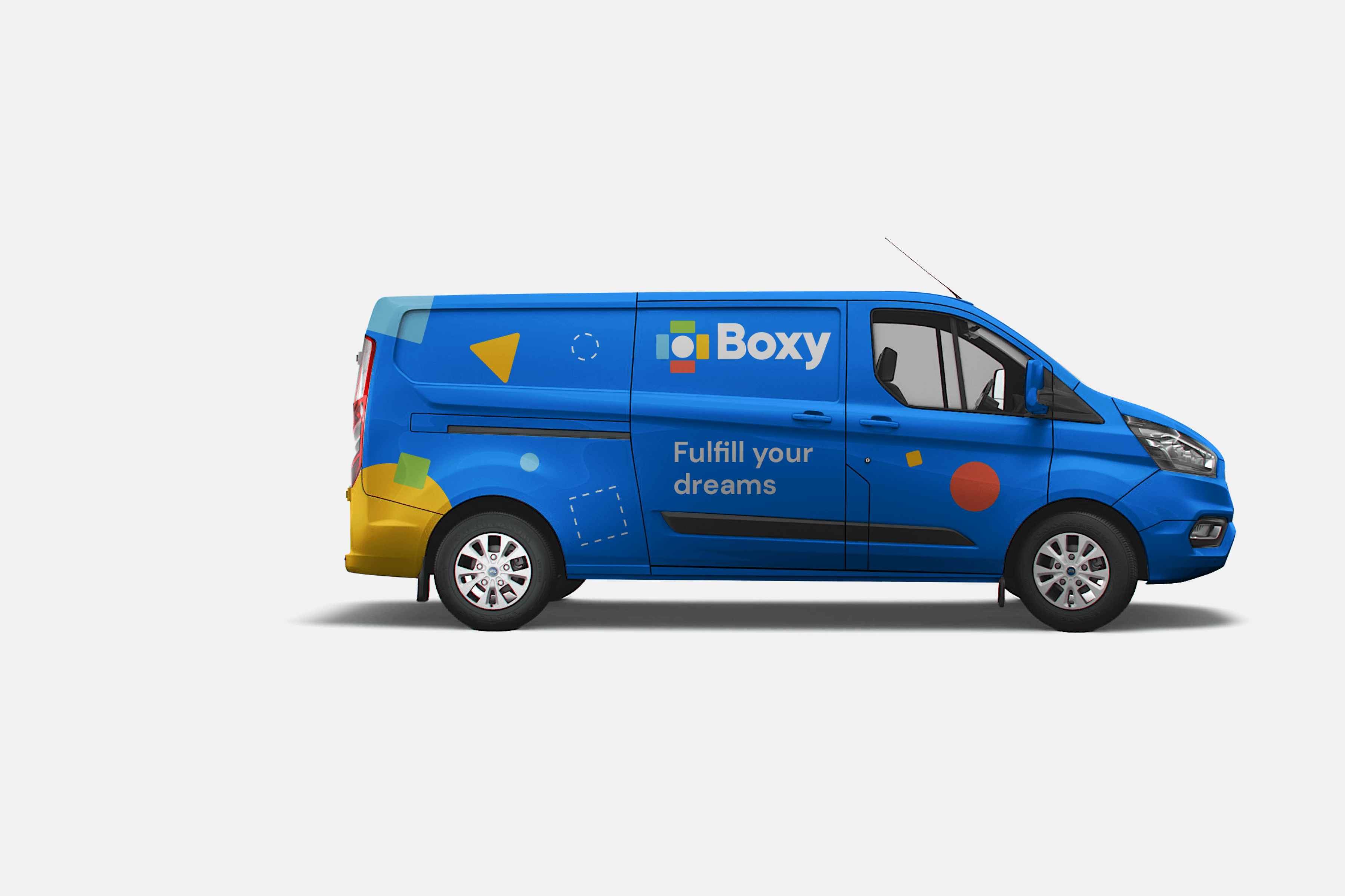 photo of a van with Boxy advertising