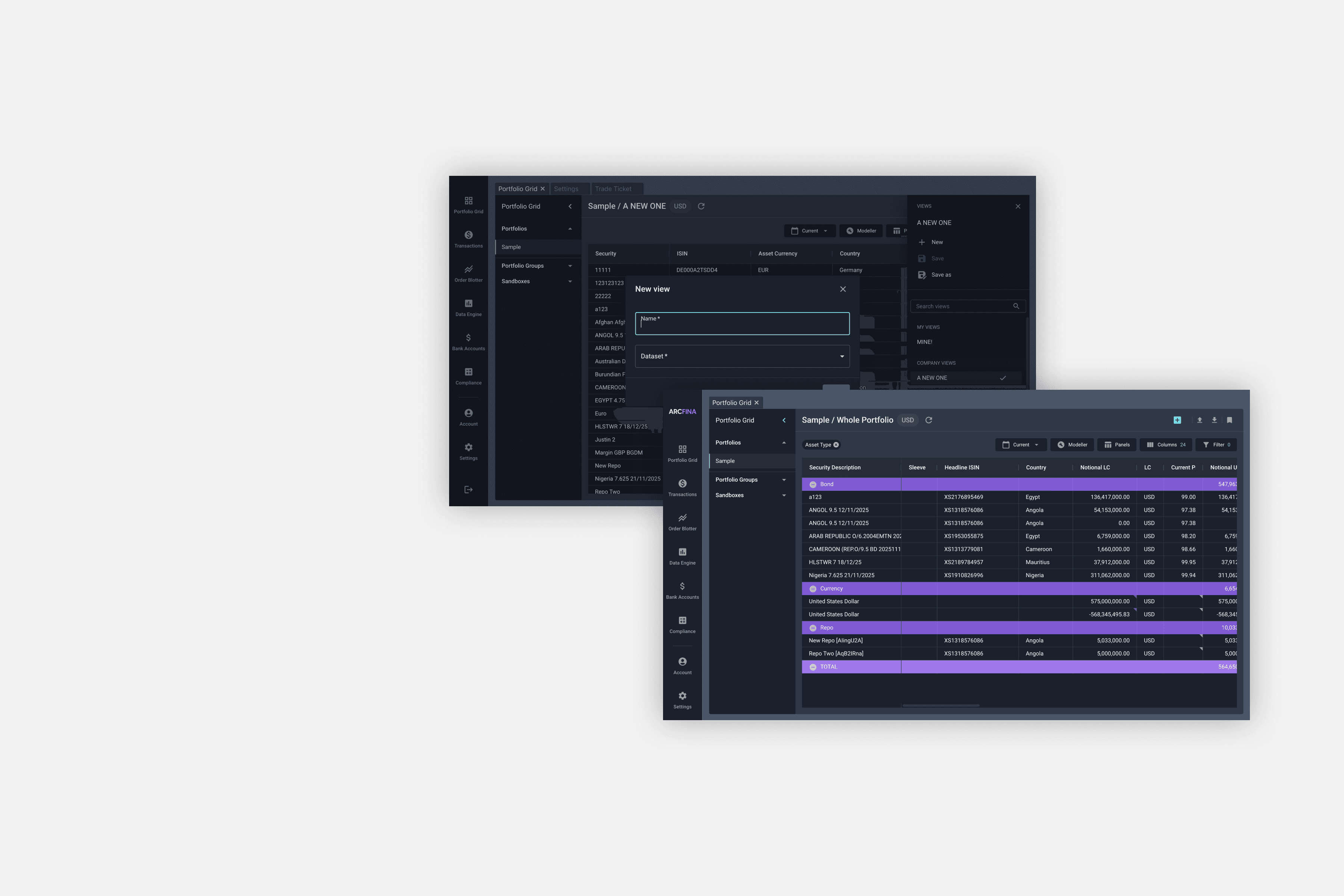 two screenshots with Fintech Startup screen